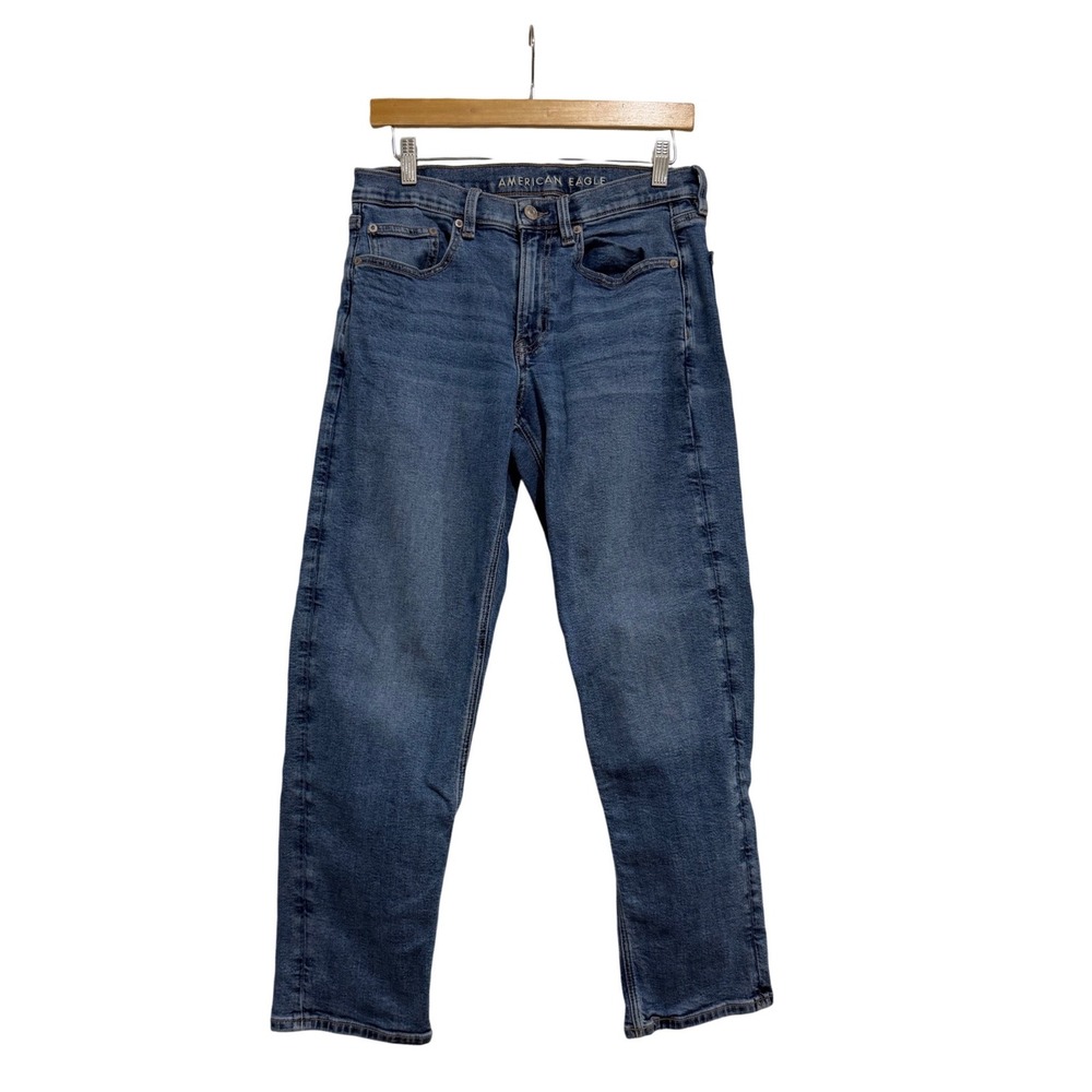 American Eagle 90s Straight Jeans Womens 6 Short Blue Medium Wash Stretch Denim